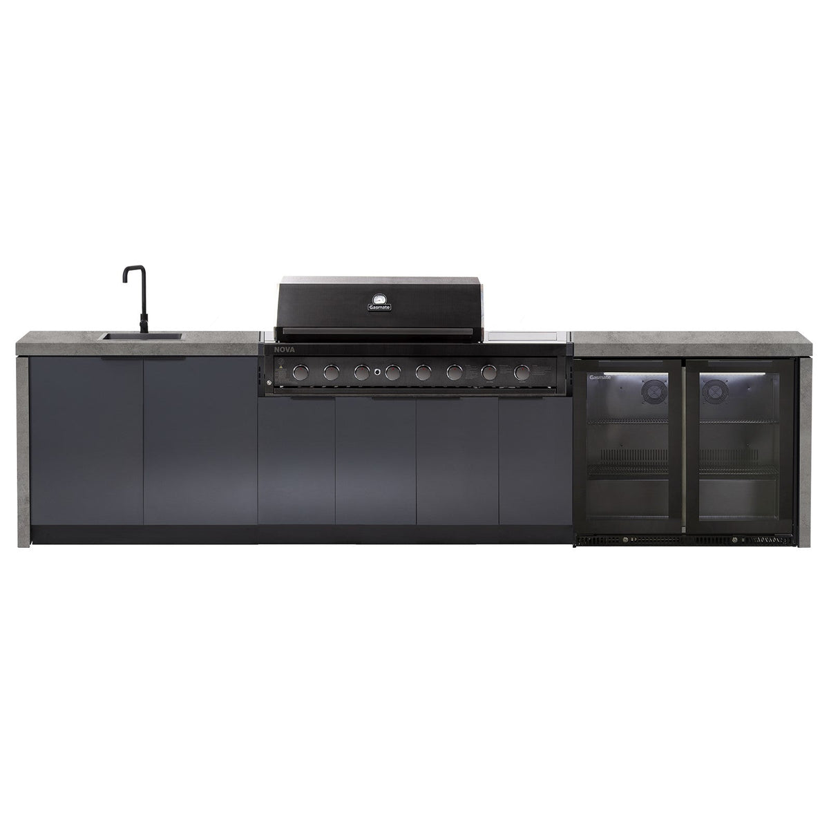 Nova 6-Burner outdoor kitchen with porcelain benchtop cadet grey