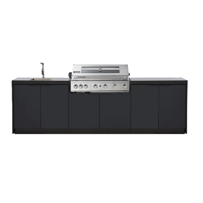 Smart 6-Burner outdoor kitchen with sink black quartz