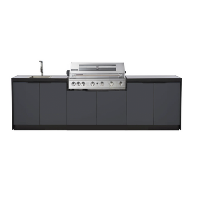 Smart 6-Burner outdoor kitchen with sink grey quartz