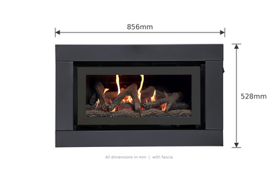 Illusion Luminar 1000 dimensions, 856mm wide by 528mm high with fascia