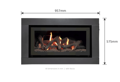 Illusion Luminar 2000 dimensions, 957mm wide by 575mm high with fascia