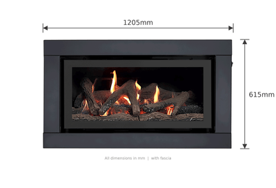 Illusion Luminar 3500 dimensions, 1205mm wide by 615mm high with fascia